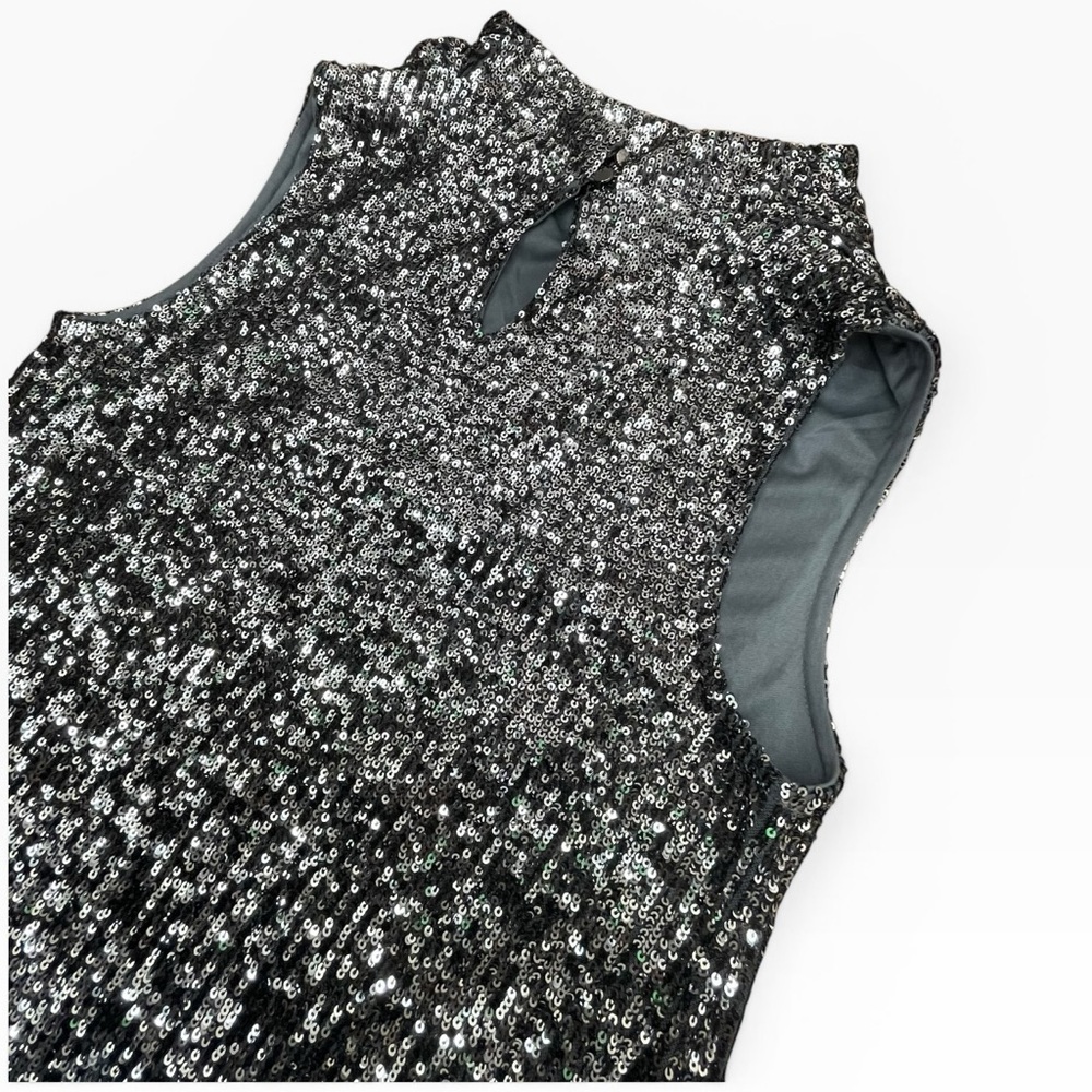 Cable Gauge Sleeveless Sequin Cowl Neck Top - Silver Size: Small NWT - Picture 6 of 12